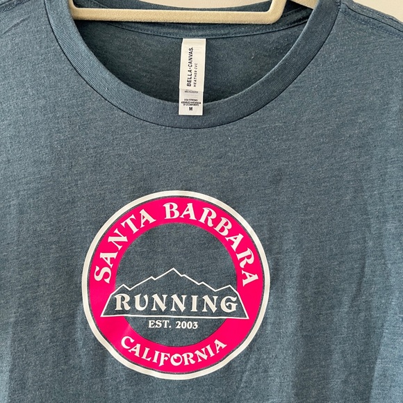 Santa Barbara Running Co. Tee workout top t-shirt California blue pink Medium - Picture 4 of 7